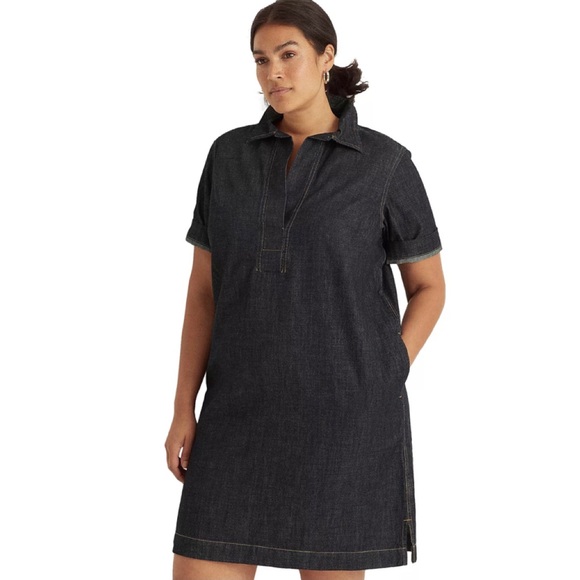 New Ralph Lauren Denim Collared Jeans Shift Dress - Picture 1 of 8